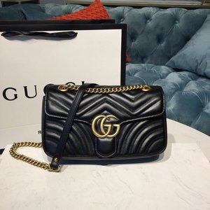 Gucci  Marmont Small Black  size：22x13cm 446744